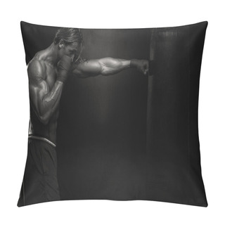 Personality  MMA Fighter Practicing With Boxing Bag Pillow Covers