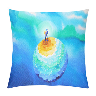 Personality  Human And Spirit Powerful Energy Connect To The Universe Power Watercolor Painting Pillow Covers