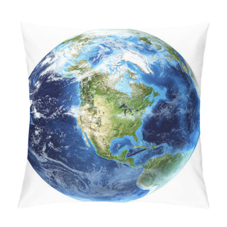 Personality  Planet Earth With Some Clouds. North America View. Pillow Covers