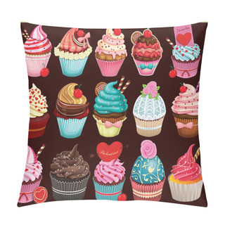 Personality  Vintage Cupcake Poster Set Design Pillow Covers