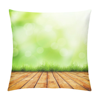 Personality  Fresh Spring Green Grass And Wood Floor Pillow Covers