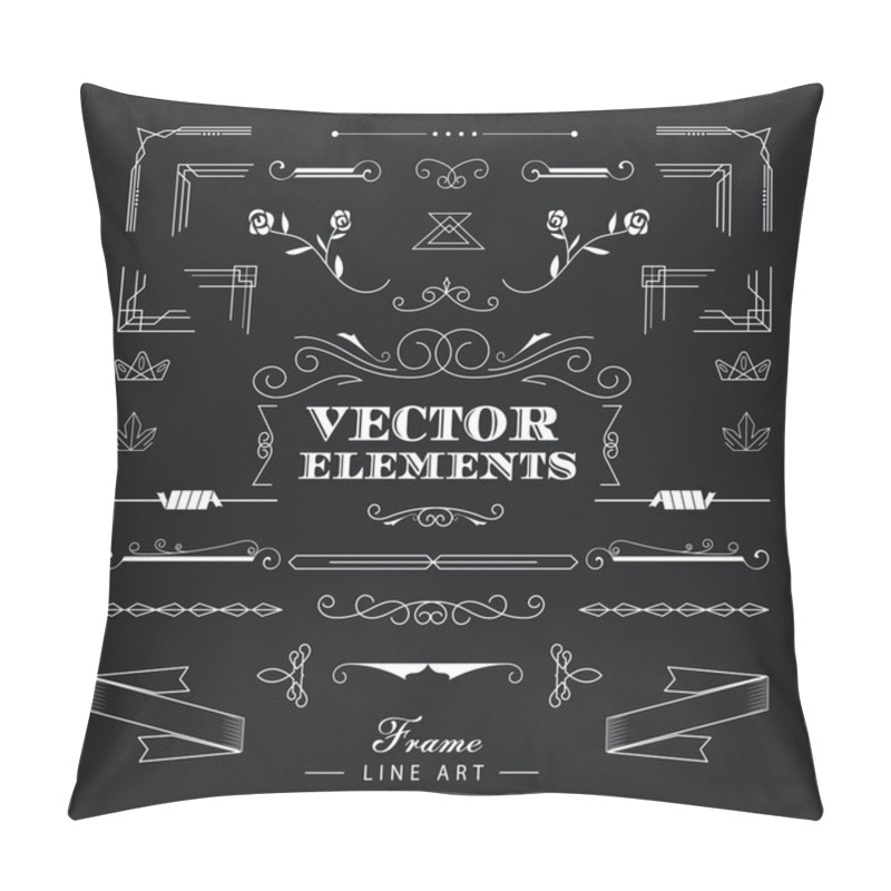 Personality  Set of vintage retro linear thin line art deco design elements g pillow covers