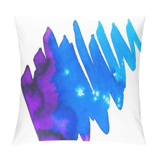 Personality  Abstract Painting With Bright Blue And Purple Brush Strokes On White Pillow Covers