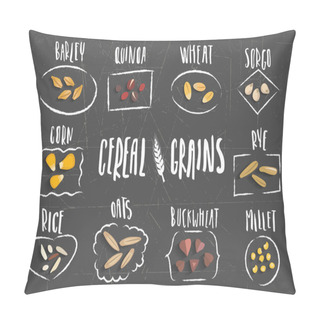Personality  Cereal And Grains Illustration With Lettering Pillow Covers
