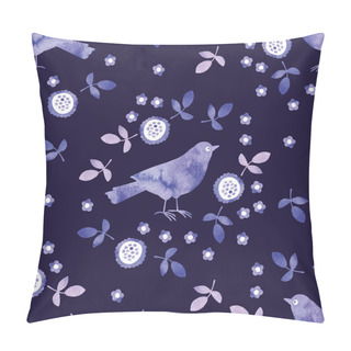 Personality  Seamless With Watercolor Birds. Pillow Covers