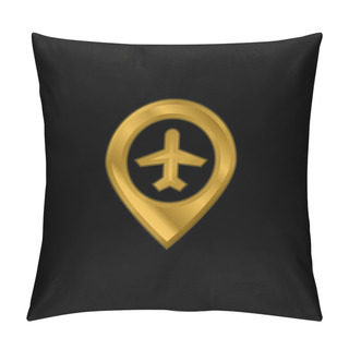 Personality  Airport Gold Plated Metalic Icon Or Logo Vector Pillow Covers