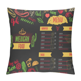 Personality  Vintage Mexican Food Menu With Lettering. Mexican Food Tacos, Burritos, Nachos. Mexican Kitchen. Can Be Used For Restaurant, Cafe Wrapping. Pillow Covers