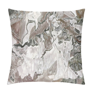 Personality  The Drought,  Tribute To Picasso, Abstract Photography Of The Spain Fields From The Air, Aerial View, Representation Of Human Labor Camps, Abstract Art,  Pillow Covers
