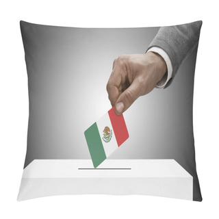 Personality  Black Male Holding Flag. Voting Concept - Mexico Pillow Covers