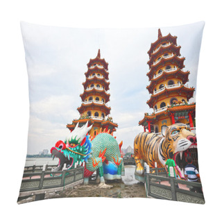 Personality  Dragon Tiger Tower Pillow Covers