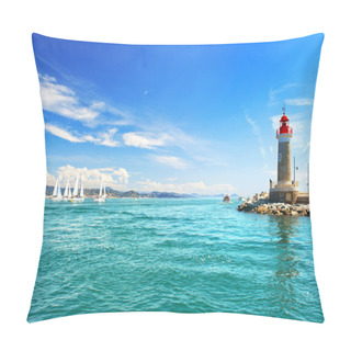 Personality  Lighthouse Of St. Tropez. Beautiful Mediterranean Landscape Pillow Covers
