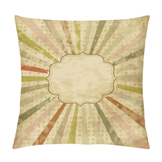 Personality  Vintage Scrap Template With Sunbeams On Polka Dot Background Pillow Covers
