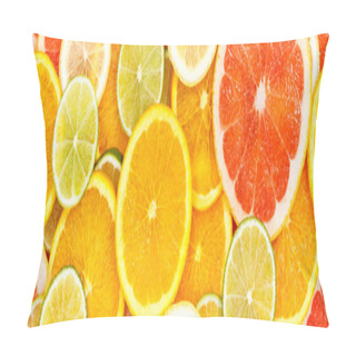 Personality  Citrus Fruits Collection Food Background Banner Oranges Lemons L Pillow Covers