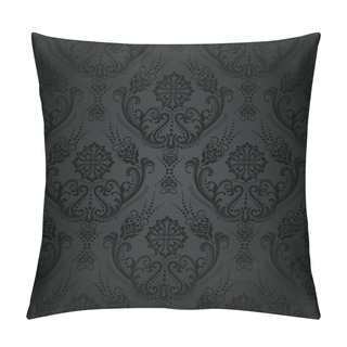 Personality  Luxury Seamless Black Floral Damask Wallpaper Pattern Pillow Covers