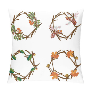 Personality  Wreaths Of Autumn Elements Pillow Covers