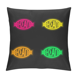 Personality  Athens Metro Logo Four Color Glowing Neon Vector Icon Pillow Covers