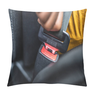 Personality  African Woman Buckling Up Seatbelt To Drive Car Safely Pillow Covers