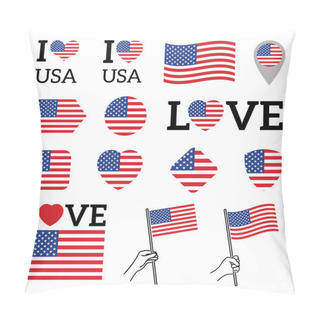 Personality  Flag Of The USA. I Love The USA. Pillow Covers