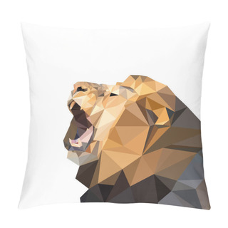 Personality  Vector Image Of A Roaring Lion In The Style Of Triangulation Pillow Covers