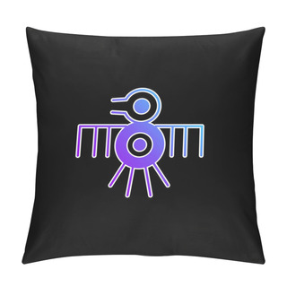 Personality  Bird Old Indian Design Of Thin Lines Blue Gradient Vector Icon Pillow Covers