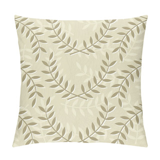 Personality  Monochrome Retro Leaves On Branches In Rows On Light Background Botanical Abstract Seamless Pattern Pillow Covers
