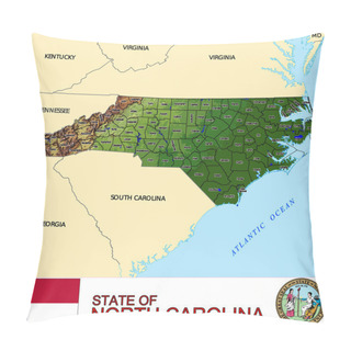 Personality  North Carolina Counties Emblem Map Pillow Covers