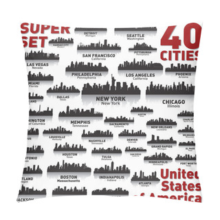 Personality  Incredible City Skyline Set. United States Of America. Pillow Covers