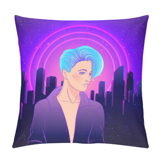 Personality  Portrait Of A Young Pretty Androgynous Woman With Short Shaved P Pillow Covers