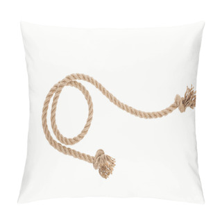 Personality  Brown Jute Rope Curl With Knots Isolated On White  Pillow Covers