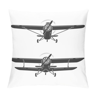 Personality  Old Retro Vintage Airplanes Emblem, Icon, Label. Monoplane And Biplane Vector Illustration.  Pillow Covers