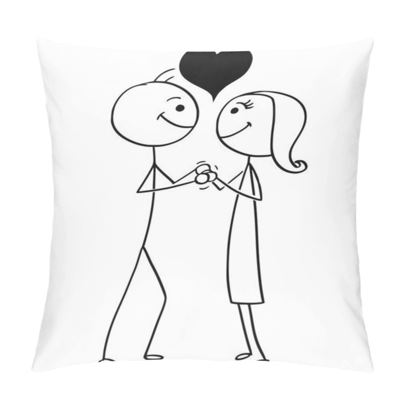 Personality  Vector Stick Man Cartoon of Man and Woman in Love pillow covers