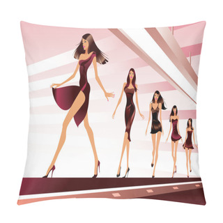 Personality  Fashion Models On Runway Pillow Covers
