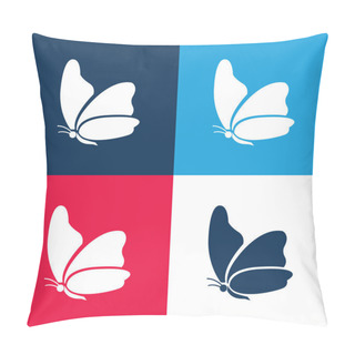 Personality  Big Wing Butterfly Blue And Red Four Color Minimal Icon Set Pillow Covers