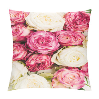 Personality  Closeup Of Red And White Rose Buds. Flat Lay, Top View. Pillow Covers