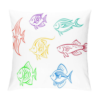 Personality  Colorful Aquarium Fishes Set Pillow Covers