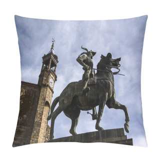 Personality  Statue Of Pizarro In Trujillo, Cceres, Spain,  Pillow Covers
