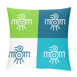 Personality  Bird Old Indian Design Of Thin Lines Flat Four Color Minimal Icon Set Pillow Covers