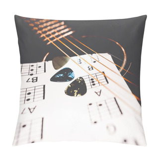 Personality  Acoustic Guitar On The Background Of The Musical State Pillow Covers