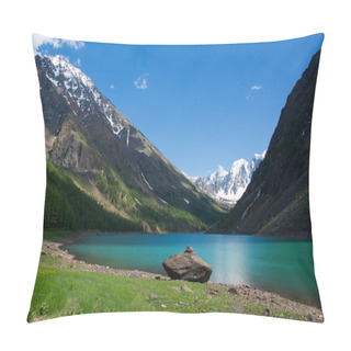 Personality  Mountain Lake In Background With High Mountain Pillow Covers
