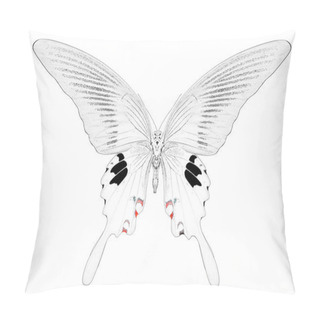 Personality  Black And White Image Of Beautiful Butterfly With Colorful Wings Pillow Covers
