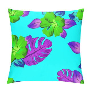 Personality  Beautiful Seamless Floral Jungle Pattern Background. Colorful Tropical Flowers, Palm Leaves And Plants, Butterflies, Bird Of Paradise Flower, Exotic Print Pillow Covers