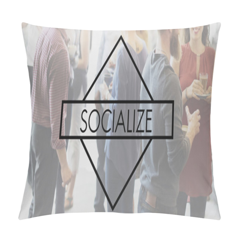Personality  People talking at party pillow covers