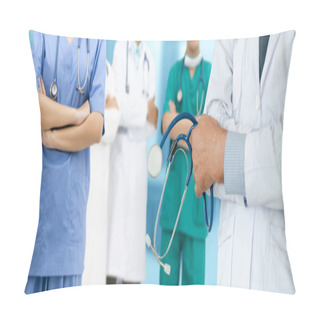 Personality  Healthcare People Group. Professional Doctor Working In Hospital Office Or Clinic With Other Doctors, Nurse And Surgeon. Medical Technology Research Institute And Doctor Staff Service Concept. Pillow Covers