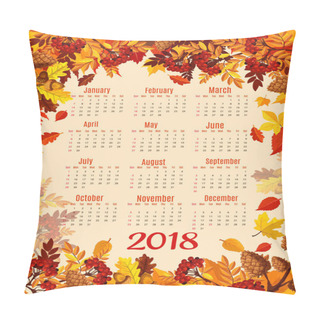 Personality  Calendar 2018 Template With Autumn Season Leaf Pillow Covers