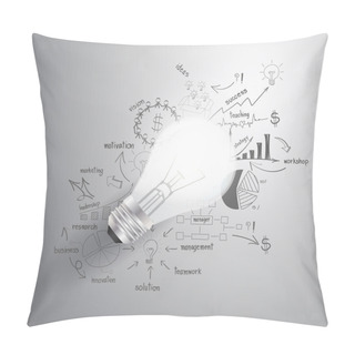 Personality  Light Bulb With Drawing Business Success Strategy Plan Idea Pillow Covers