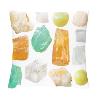 Personality  Various Calcite Gem Stones Isolated On White Pillow Covers