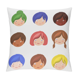 Personality  Kids Faces Set. Pillow Covers