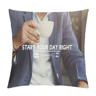Personality  Businessman With White Cup  Pillow Covers
