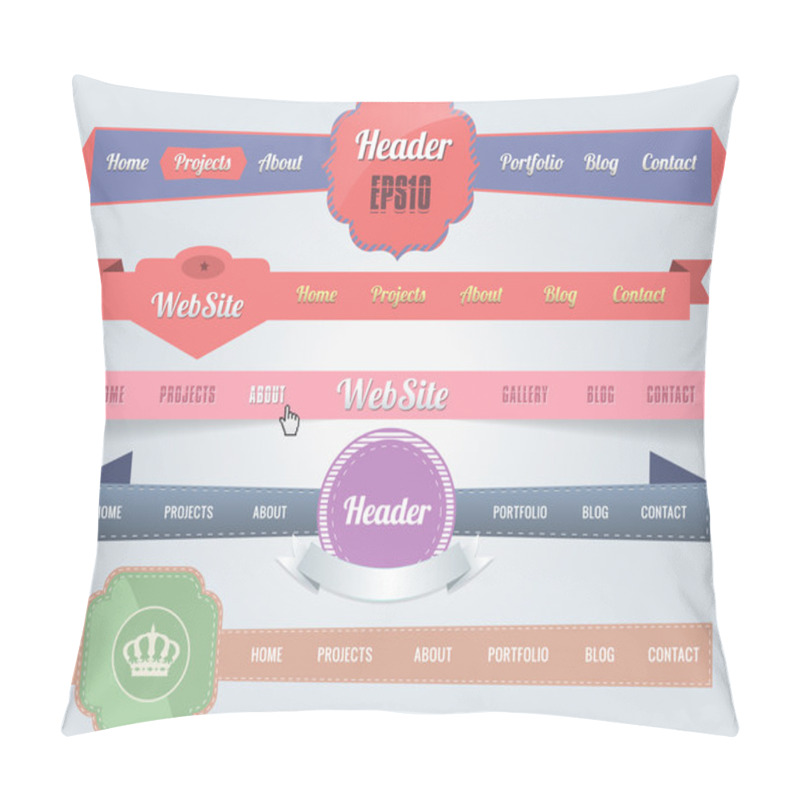 Personality  Web Elements Vector Header Navigation Templates Set Pillow Covers