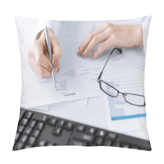 Personality  Woman Hand Filling In Invoice Paper Pillow Covers